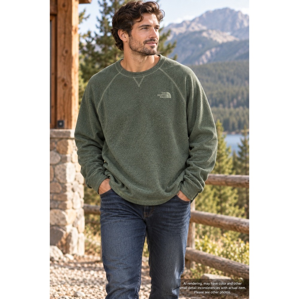 The North Face XXL Fleece Pullover Olive Green Crewneck Gorpcore Hiking Pullover